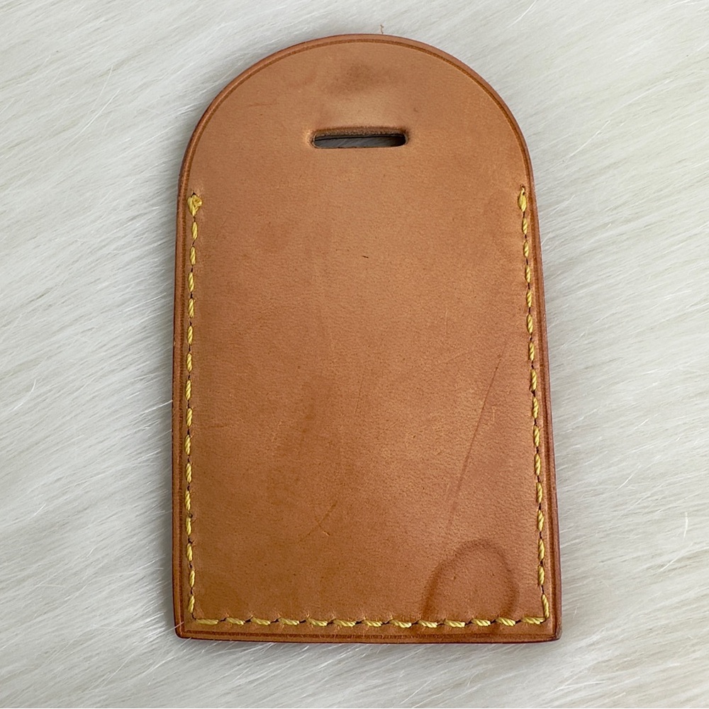 ✨Authentic LOUIS VUITTON Vachetta Leather Luggage Tag With Looping Strap Holder - Picture 5 of 16